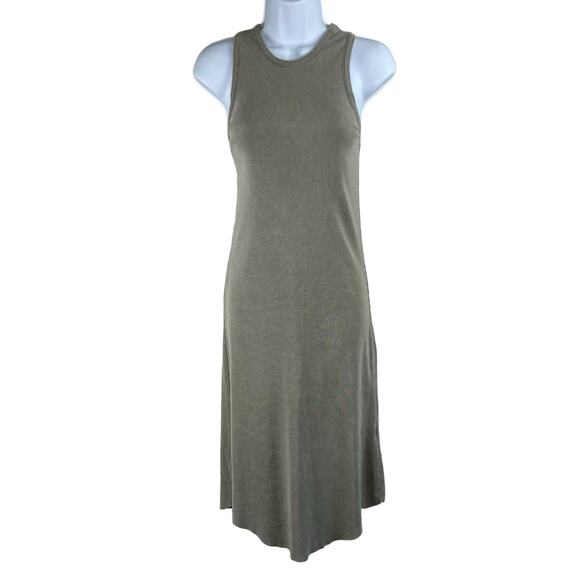 Young Fabulous Broke Stretchy Gray Ribbed Sleeveless Racerback Midi Dress SM/Med - Picture 1 of 12